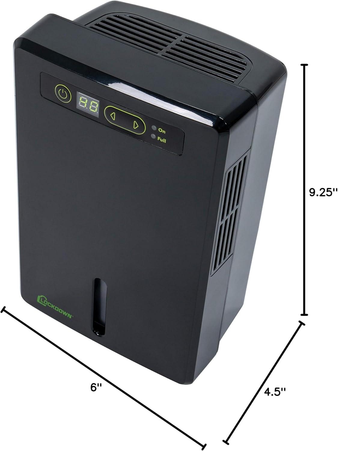 imageLOCKDOWN Automatic Dehumidifier with Quiet Operation Drain Hose and Self Monitoring Controls for Humidity Control in Small Rooms Safes and ClosetsOne Size