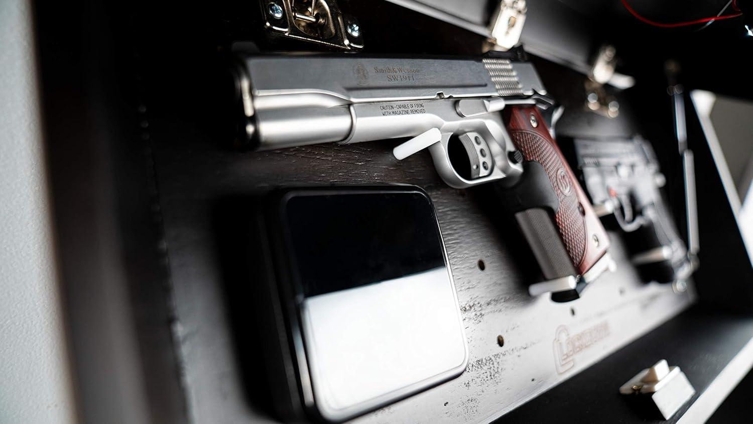 imageLOCKDOWN In Plain Sight Shelf with Discreet Design Easy Magnetic Access Customizable Compartment and PUCK Integration for Home Business and SecurityBrown