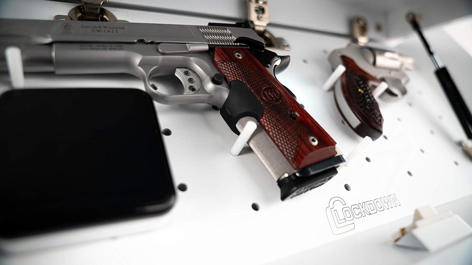 imageLOCKDOWN In Plain Sight Shelf with Discreet Design Easy Magnetic Access Customizable Compartment and PUCK Integration for Home Business and SecurityWhite