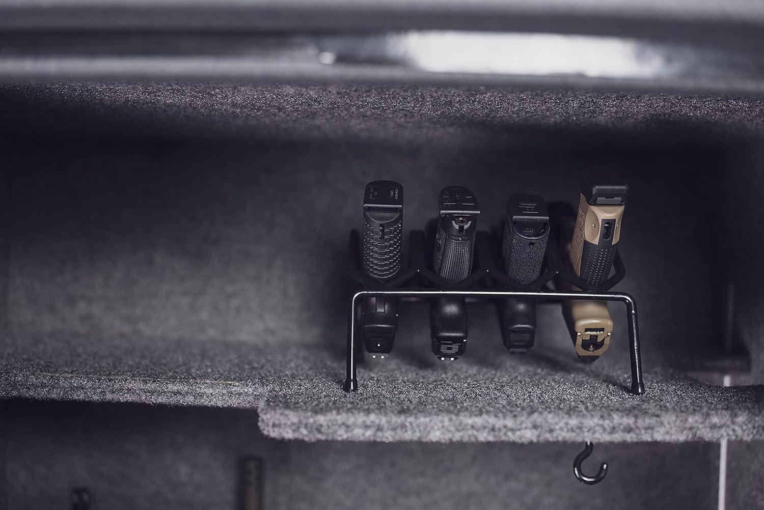 imageLockdown Handgun Rack Barrel Up or Muzzle Holder with 16 Slots Vinyl Coating for Gun Vault and Safe Organization and Storage4 RackBarrel Up