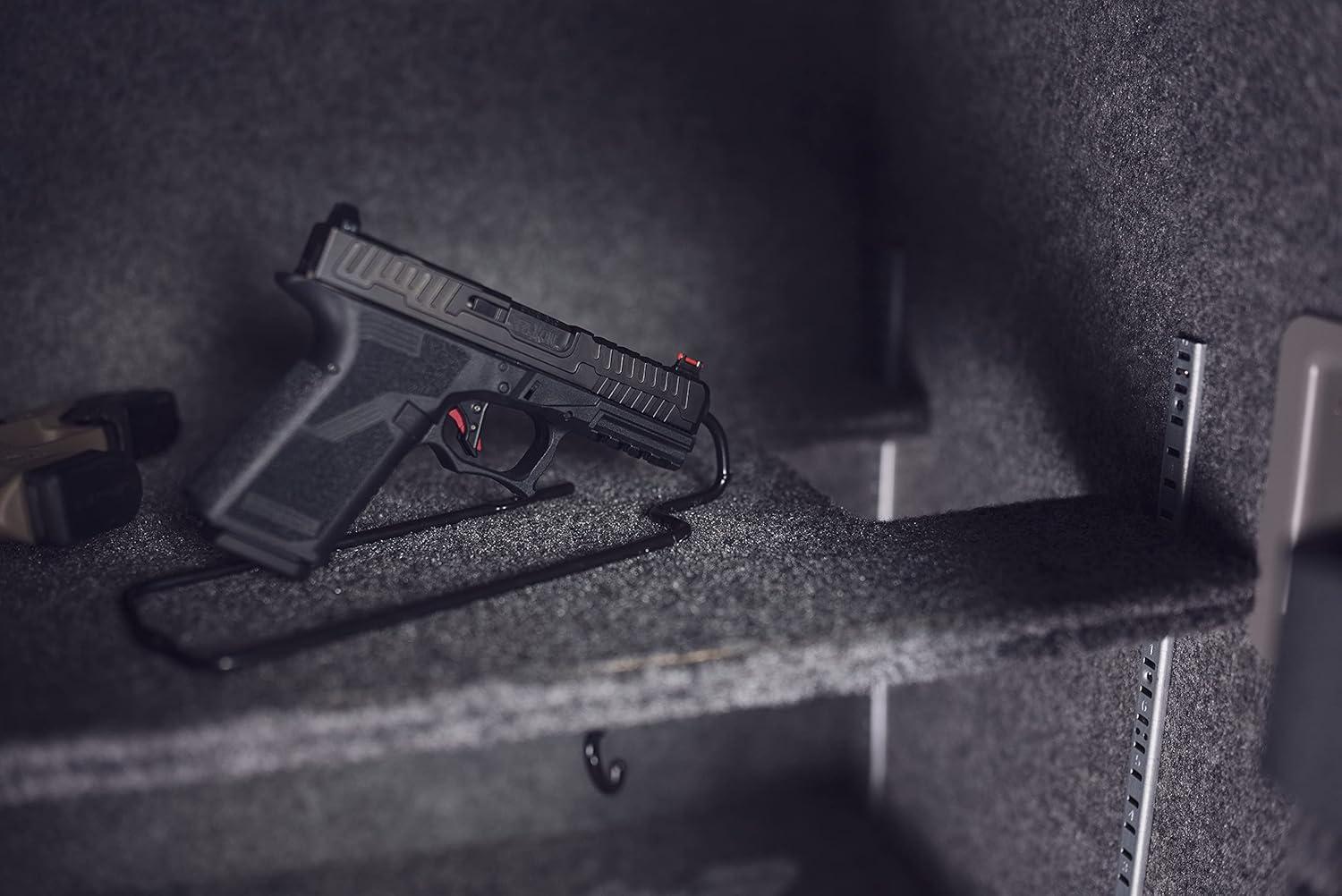 imageLockdown Handgun Rack Barrel Up or Muzzle Holder with 16 Slots Vinyl Coating for Gun Vault and Safe Organization and StorageSingle Rack 3 Pack Muzzle