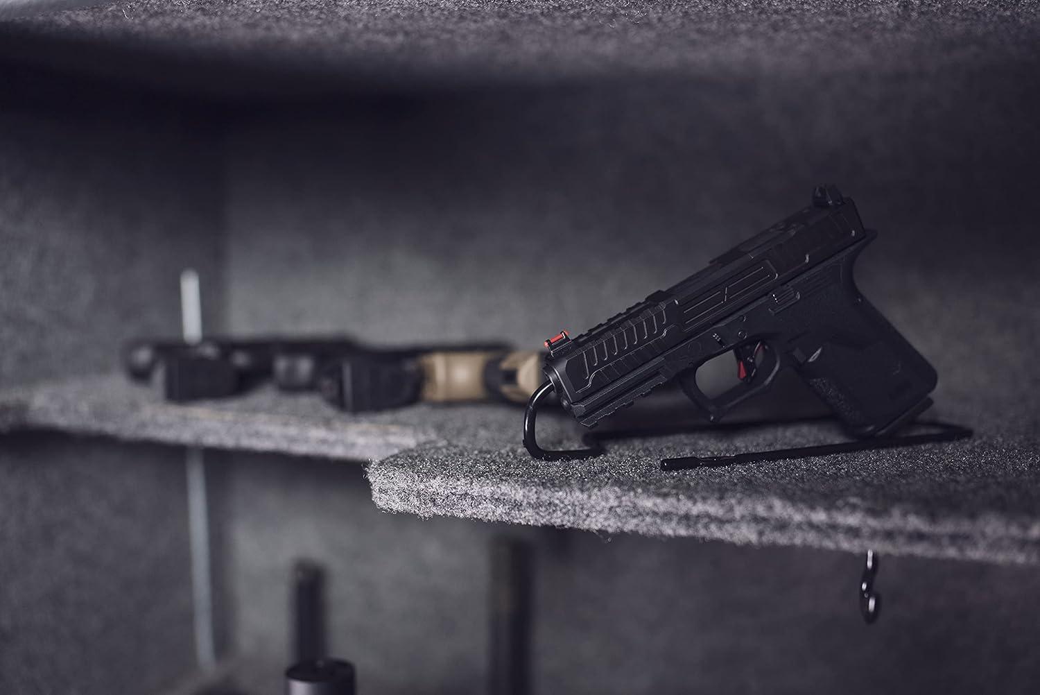 imageLockdown Handgun Rack Barrel Up or Muzzle Holder with 16 Slots Vinyl Coating for Gun Vault and Safe Organization and StorageSingle Rack 3 Pack Muzzle