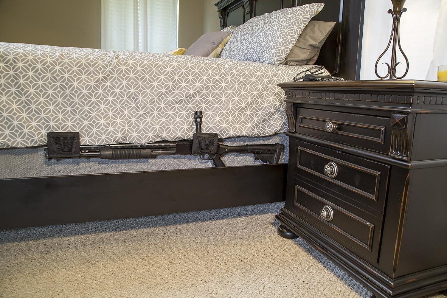 imageLockdown Night Guardian Gun Holster Long Gun with Durable Wire Construction and Oversized Pockets for Rifle Concealment Home Security and Bedroom Firearm Storage