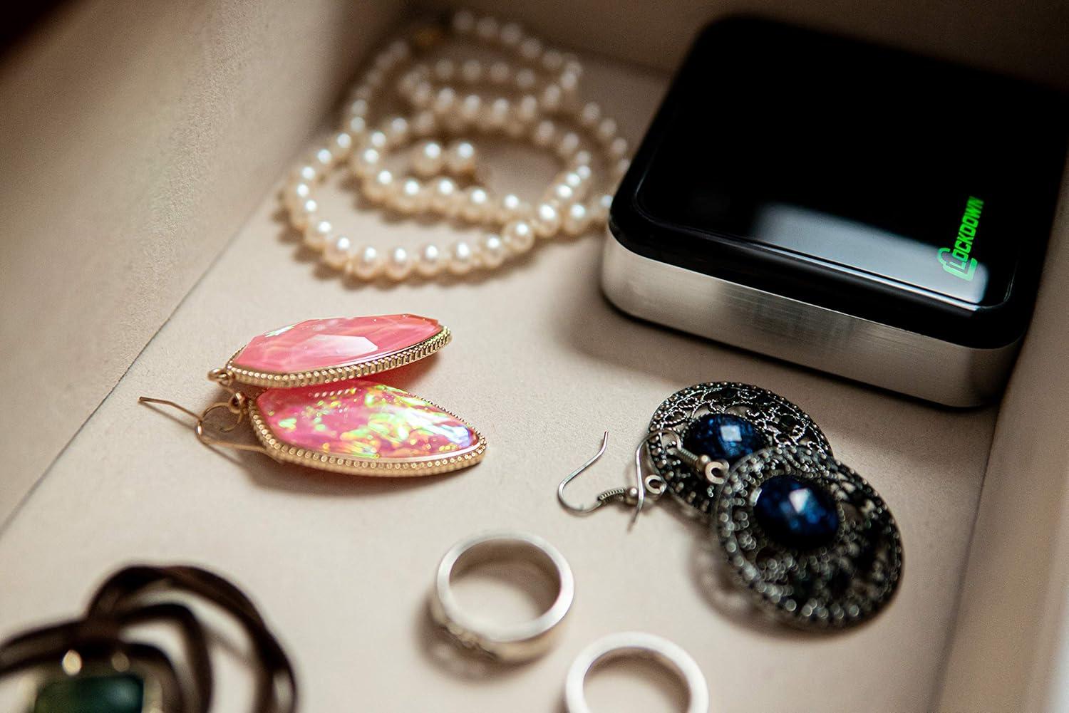 imageLockdown Puck Monitoring System with WiFi Free Updated App Door Sensor Motion and Temperature Detection and Easy Install for Vault House and Room Security