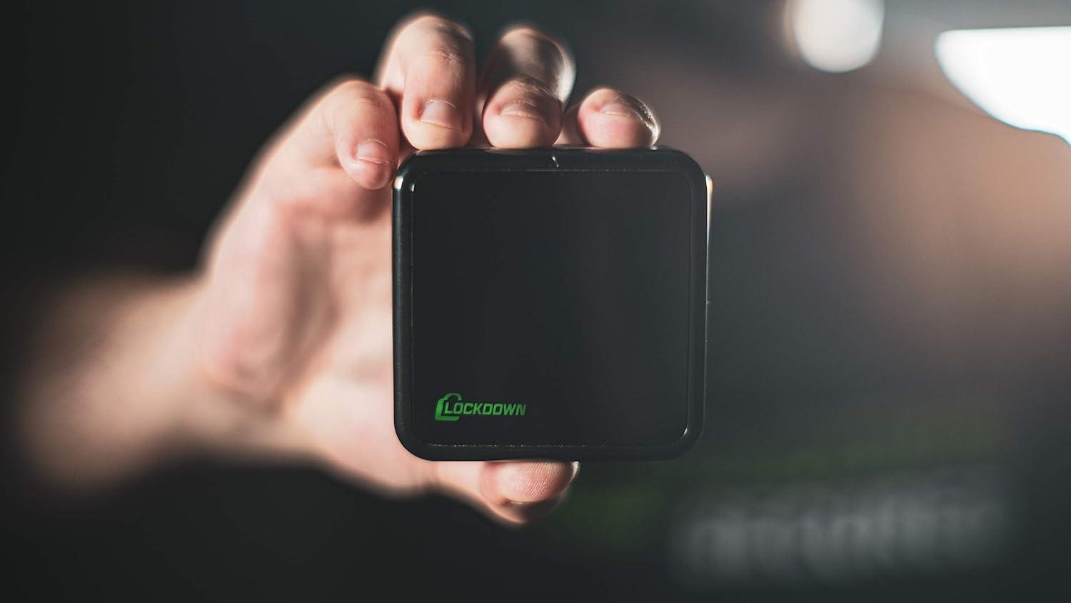 imageLockdown Puck Monitoring System with WiFi Free Updated App Door Sensor Motion and Temperature Detection and Easy Install for Vault House and Room Security