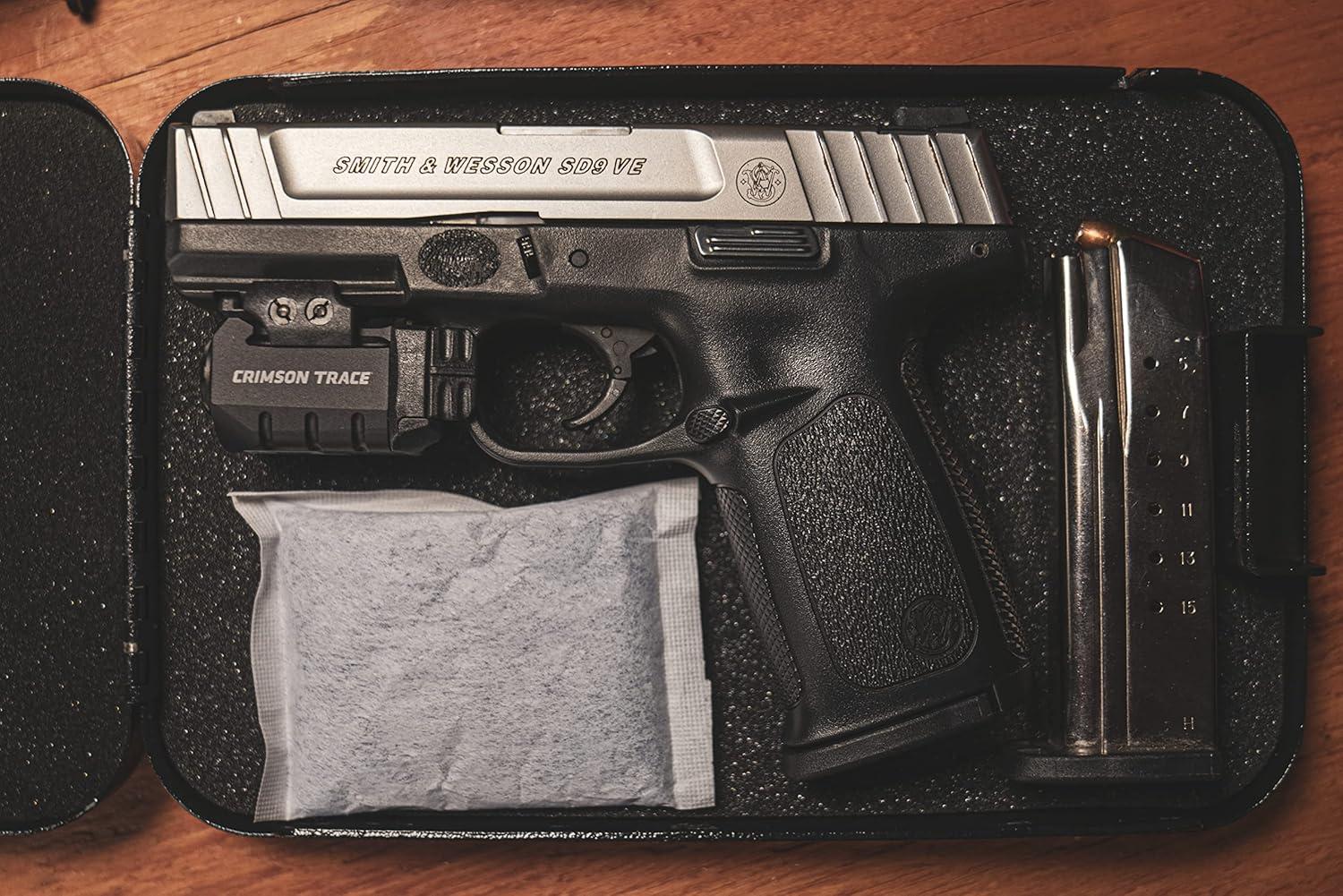 imageLockdown Rechargeable 40g Silica Gel Bags for Moisture Removal Humidity Control and Rust Prevention in Handgun Vaults Ammo Cans and Gun CasesOne Size Pack of 4