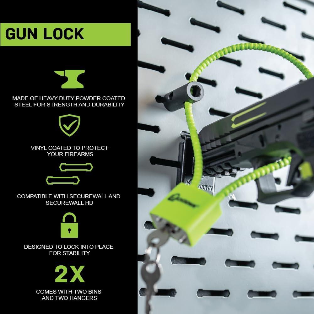 imageLockdown Securewall Gun Lock with Cable Lock 2 Keys and Compatibale Design for Locking Multiple Guns Organization Gun Storage
