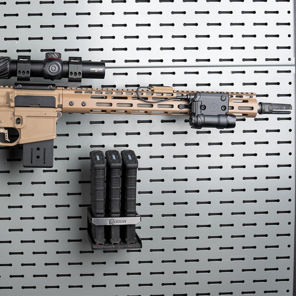 imageLockdown Securewall MSR15 Magazine Rack with 3 Mag Capacity Powder Coating and Universal Fit for Organization Gun Room Storage