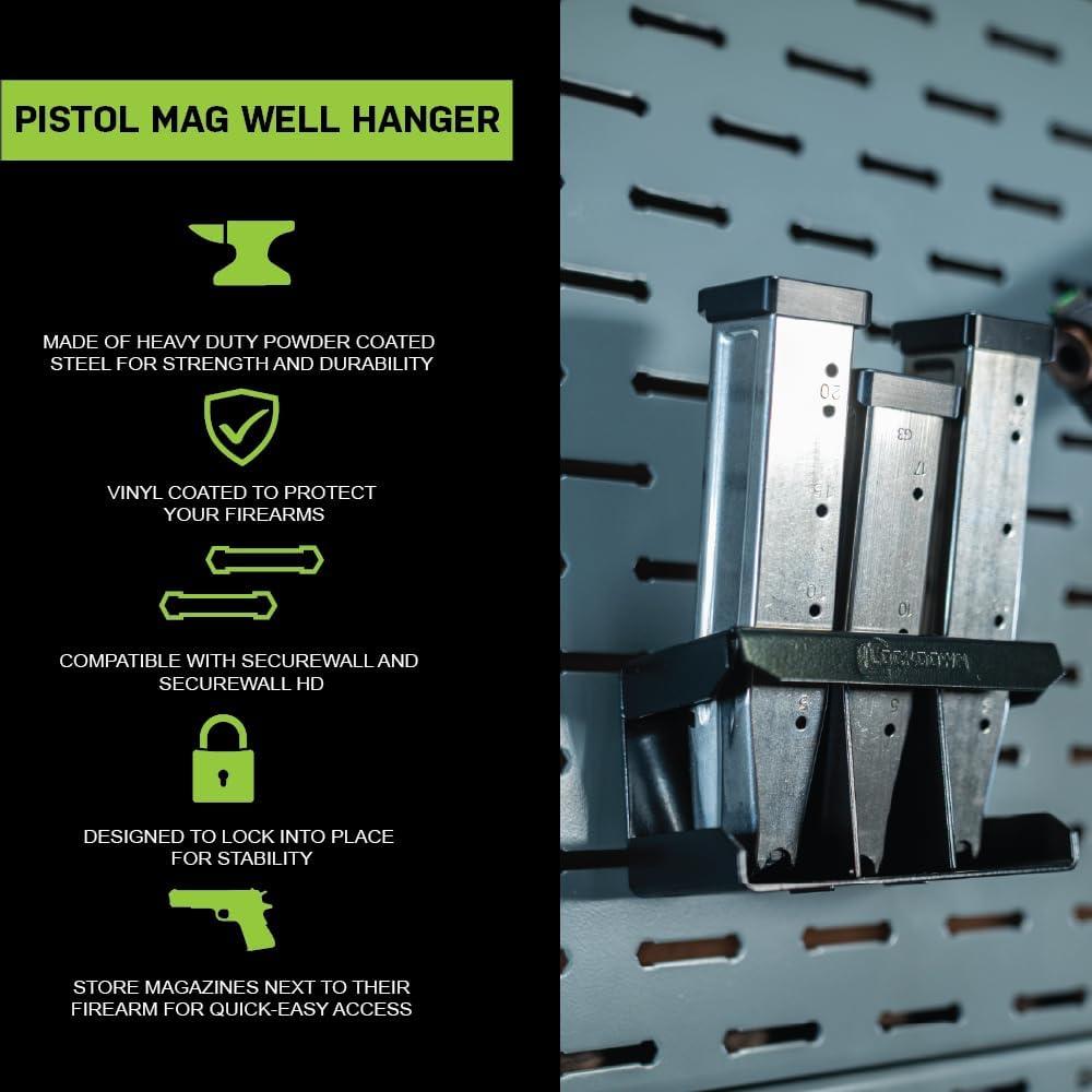 imageLockdown Securewall Pistol Magazine Rack with Universal Design Powder Coated Customizable Build for Organization Pistol Mags Gun Room Storage