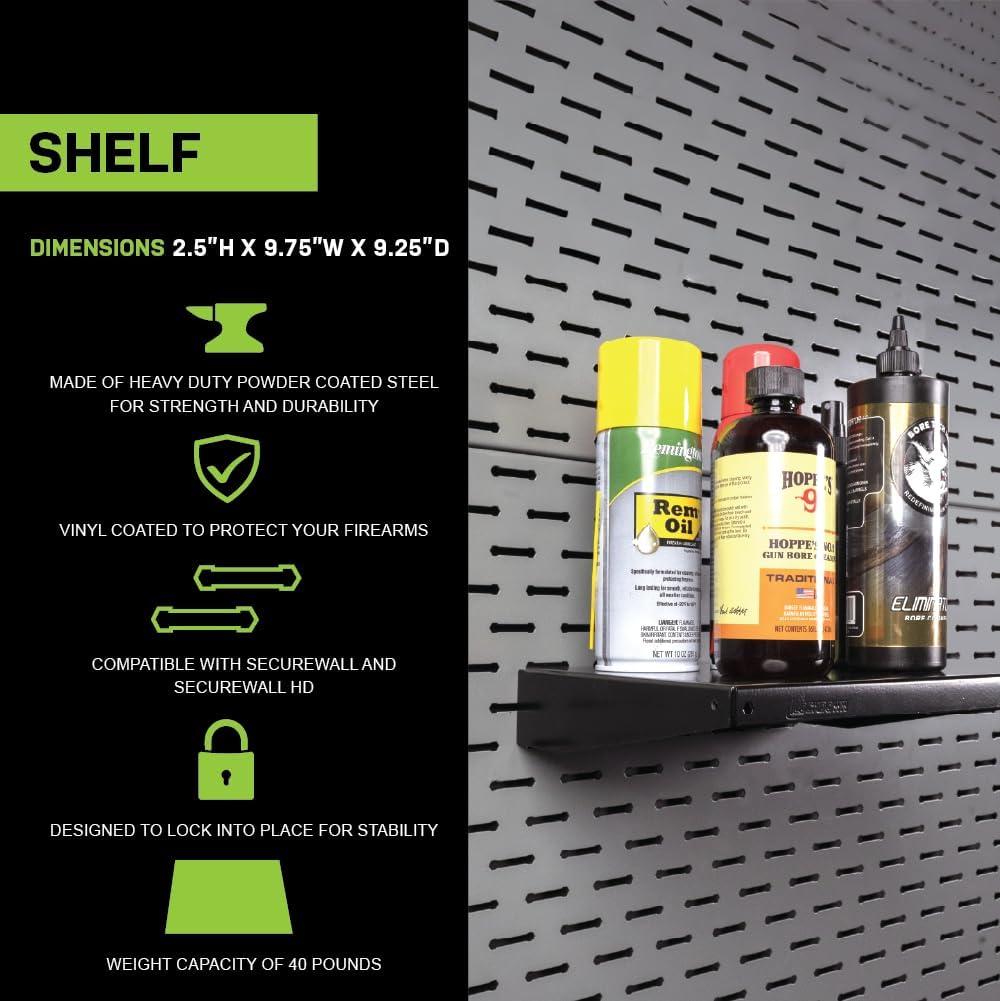 imageLockdown Securewall Shelf with 40 Pound Capacity Solid Steel Construction and Custom Storage for Firearms Vaults and Gun Rooms