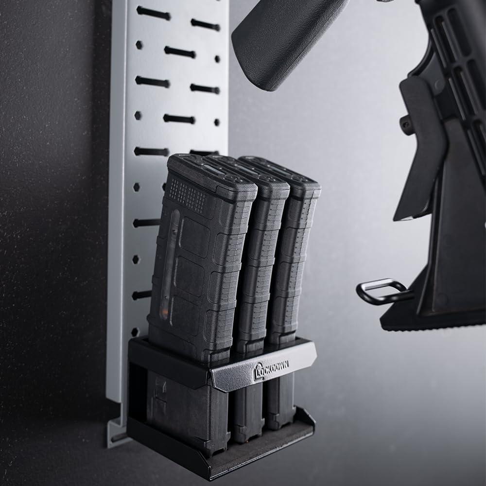imageLockdown Securewall Tactical Rifle Kit with Narrow Securewall Panel Mag Rack and MSR Hanger for Organization Gun Storage
