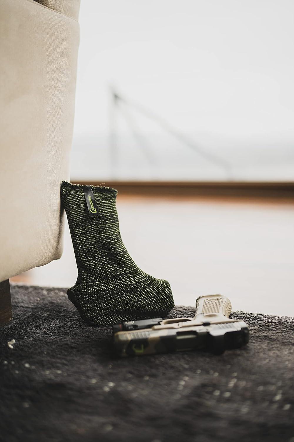 imageLockdown Silicone Gun Socks with Multiple Sizes Breathable RustPreventing Moisture Wicking Material and Cinch Top for Damage Free Firearm StoragePistol