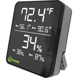 LOCKDOWN Digital Hygrometer with Convenient Design, Backlit Screen and Min/Max Reading for Temp and Humidity Monitoring in Safes, Rooms, Cases and Cabinets(Digital)