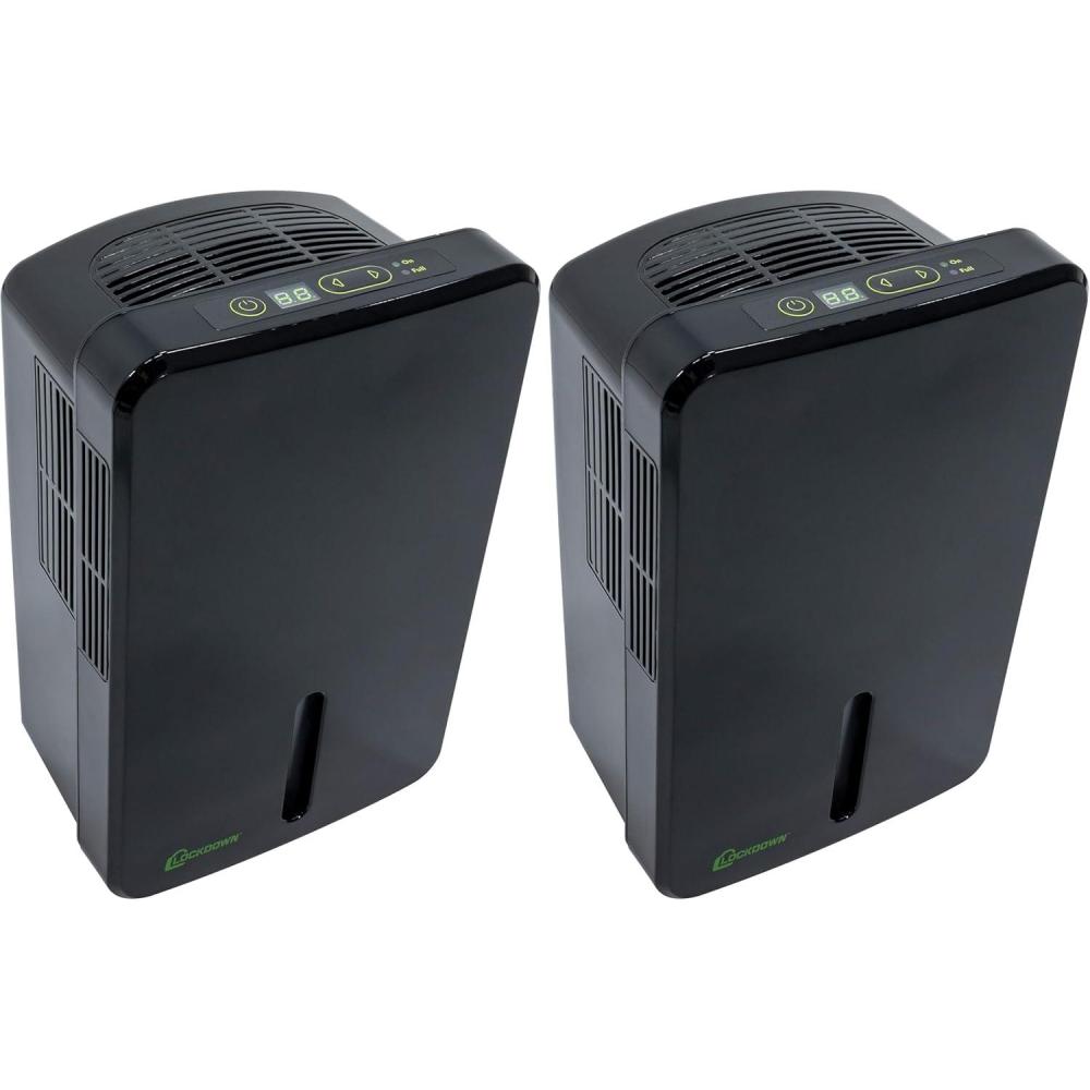 imageLOCKDOWN Automatic Dehumidifier with Quiet Operation Drain Hose and Self Monitoring Controls for Humidity Control in Small Rooms Safes and ClosetsOne Size Pack of 2